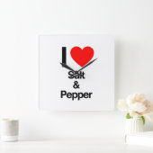 Salz und Pfeffer der Liebe I Quadratische Wanduhr (Zuhause)