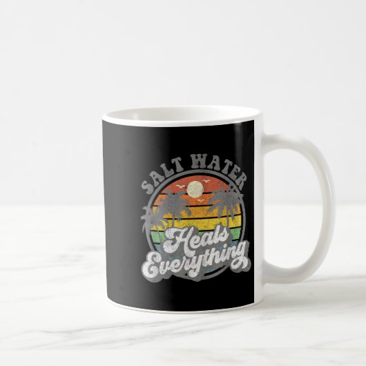 Salz Wasser heilt alles Funny Retro Beach Wome Kaffeetasse (Rechts)