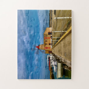 Salz-Windmühle-Hafen im westlichen Sizilien, Itali Puzzle