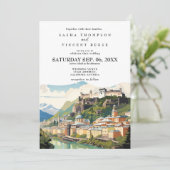 Salzburg Austria Wedding Retro Einladung (Stehend Vorderseite)