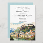 Salzburg Austria Wedding Retro Einladung (Vorne/Hinten)
