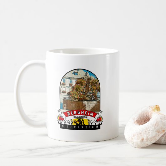 Salzburg Bergheim Österreich Souvenir Kaffeetasse (Mit Donut)