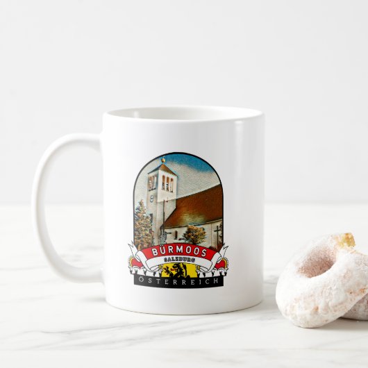 Salzburg Bürmoos Österreich Souvenir Kaffeetasse (Mit Donut)