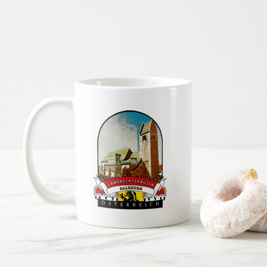 Salzburg Lamprechtshausen Österreich Souvenir Kaffeetasse (Mit Donut)