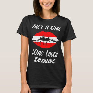 Salzburg Lippen Liebe Österreich Flagge T-Shirt