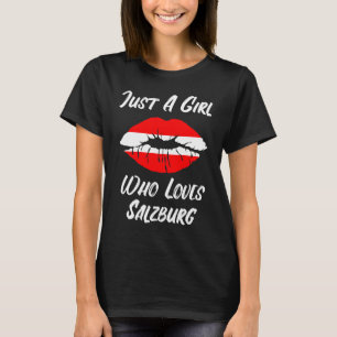 Salzburg Lippen Liebe Österreich Flagge T-Shirt