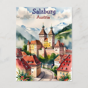 Salzburg mit Schloss in Österreich Feiertagspostkarte