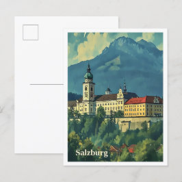 Salzburg Österreich Kunstreise Illustration Postkarte