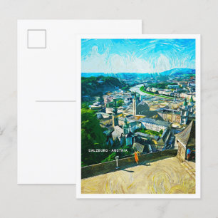 Salzburg Österreich Ölleitungen Städtische Landsch Postkarte