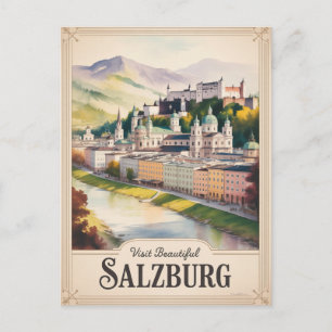 Salzburg Österreich Reise Aquarellmalerei Postkarte