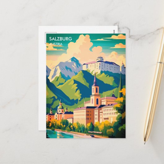 Salzburg Österreich Reisen Feiertagspostkarte (Vorderseite/Rückseite Beispiel)