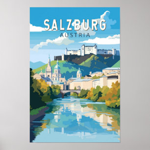 Salzburg Österreich Reisen Kunst Vintag Poster