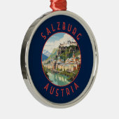 Salzburg Österreich Retro Distressed Circle Ornament Aus Metall (Rechts)