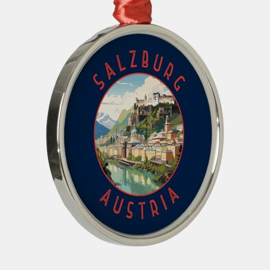 Salzburg Österreich Retro Distressed Circle Ornament Aus Metall (Rechts)