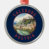 Salzburg Österreich Retro Distressed Circle Ornament Aus Metall (Vorne)