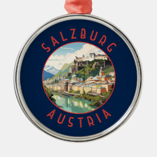Salzburg Österreich Retro Distressed Circle Ornament Aus Metall