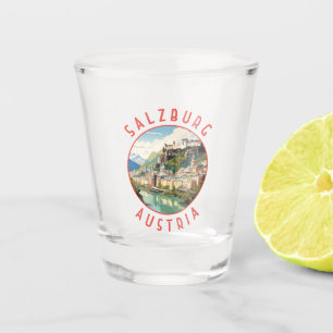 Salzburg Österreich Retro Distressed Circle Schnapsglas