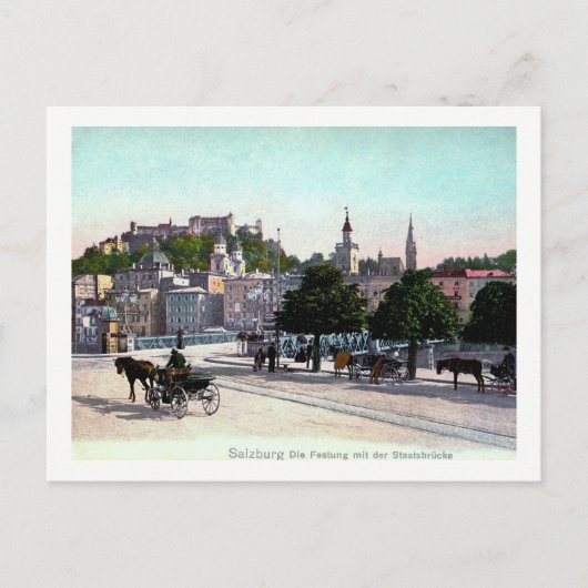 Salzburg, Österreich, Staatsbrücke, 1910 Vintag Postkarte (Vorderseite)