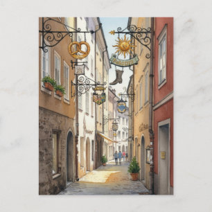 Salzburg Österreich Straßenmalerei Postkarte