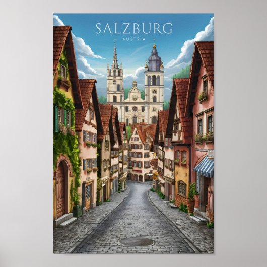 Salzburg Österreich Vintage Kunst Berühmter Reisem Poster (Vorne)