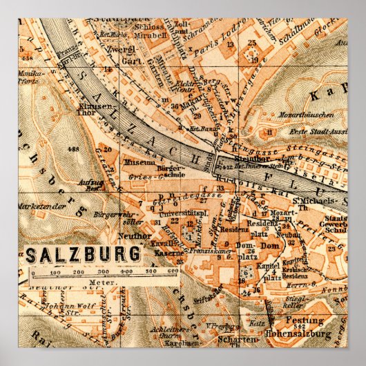 Salzburg, Österreich - Vintages Kartenplakat Poster (Vorne)
