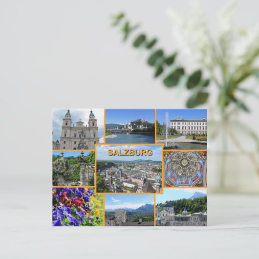 Salzburg Sightseeing Orte Urlaub Postkarte (Stehend Vorderseite)