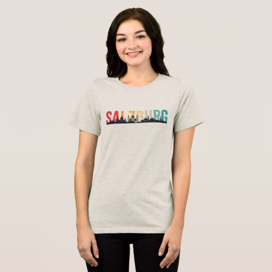 Salzburg Text mit Skyline Tri-Blend Shirt (Vorderseite voll)