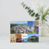 Salzburg World Traveller Sightseeing Collage Postkarte (Stehend Vorderseite)