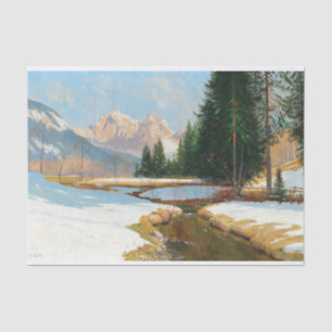 Salzburger Alpen-View, Winterdecoupage Seidenpapier