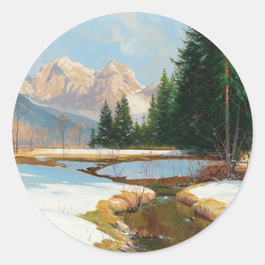 Salzburger Alpen, Winter Runder Aufkleber (Vorderseite)