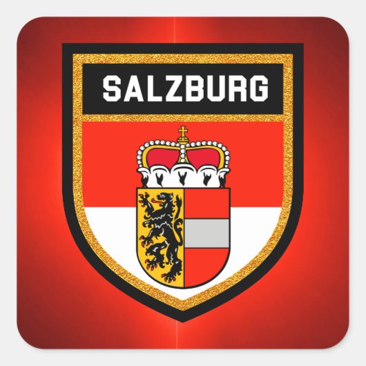 Salzburger Flagge Quadratischer Aufkleber (Vorderseite)