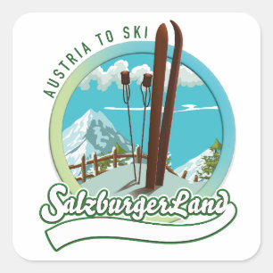 Salzburgerland Österreich Ski Quadratischer Aufkleber