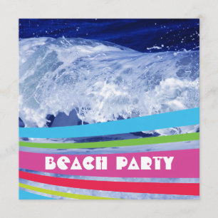 Salzhaltige rosa gestreifte Strandparty am Ozean Einladung