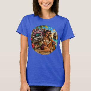 Salzig, aber Seetüchtig Lustiger Piratenstrand T-Shirt