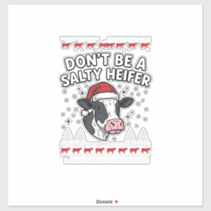 Salzige Färse Weihnachtskuh Lustige Vintage-Gravur Aufkleber
