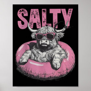 Salzige Kuh Sommer Vibes Highland Kuh Lustiger Str Poster