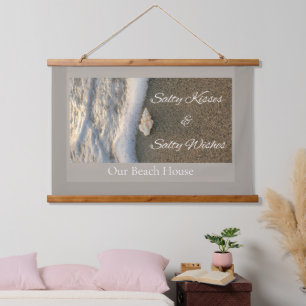 Salzige Küsse & Salzige Wünsche Beach House Küste Wandteppich Mit Holzrahmen