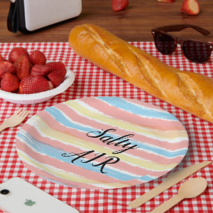 Salzige Luft Pink Gelb Blau Aquarell Pappteller