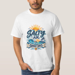 Salzige Luft Sonnige Tage Strand Sommer Typografie T-Shirt