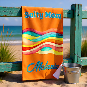 Salzige Mama Küsten-Sommer-Vibes Strandtuch