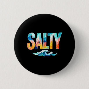 Salzige Meereswelle Lustiger Strand Sommerurlaub Button