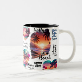 Salzige Sandy Glückliche Tropische Sonnenuntergang Zweifarbige Tasse