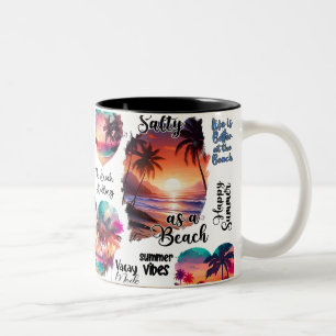 Salzige Sandy Glückliche Tropische Sonnenuntergang Zweifarbige Tasse