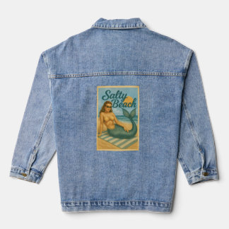 Salzige Strand-Pin-Up-Meeresjungfrau Retro-Küstenl Jeansjacke