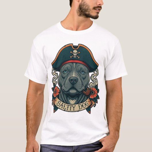 Salziger Hund Pitbull T-Shirt (Vorderseite)