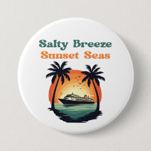 Salziger Meeresbrisen-Sonnenuntergang Retro-Kreuzf Button