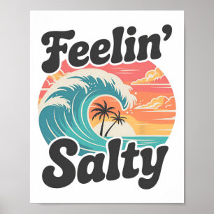 Salziges Gefühl Insel Urlaub Surfen Palme Retro B Poster