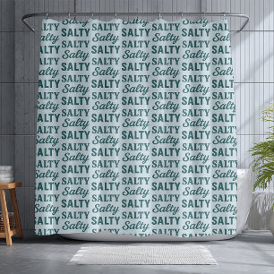 Salziges Leben   Blaues Surf-Grafik Strandhaus-Dek Duschvorhang