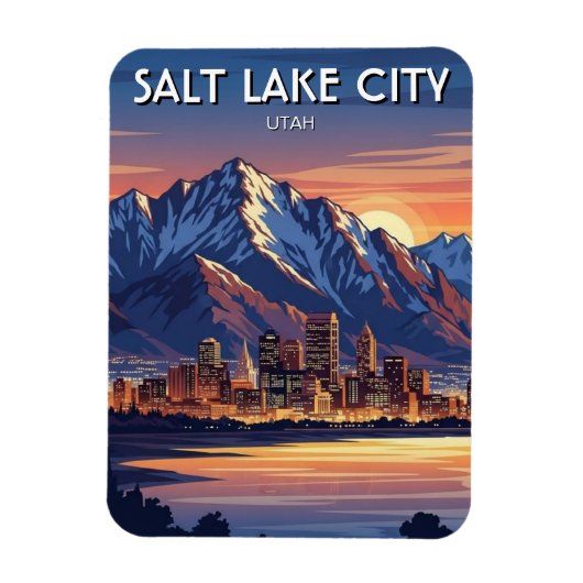Salzsee-Stadt-Skyline Utah Magnet (Vertikal)