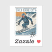 Salzsee Städtische Skigebiete Utah Aufkleber (Blatt)